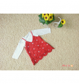 Set yếm ren đỏ bé gái