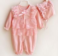 Body suit tay lỡ kèm nón cho bé gái