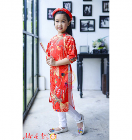 Áo dài gấm cách tân kèm mấn cho bé gái ( size nhỏ)