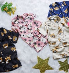 Đồ bộ pijama phi bóng lụa cho bé gái