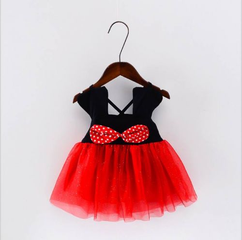 Đầm nhí Mickey 2 dây cho bé gái