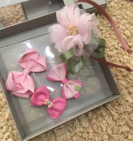 Set hộp quà cài và kẹp hộp xám
