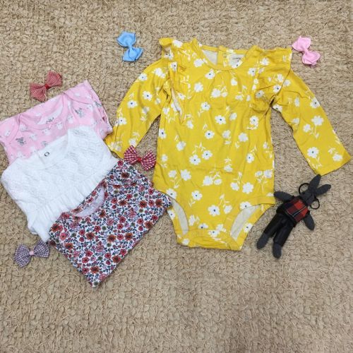 Set 4 bodysuit dài tay cho bé gái