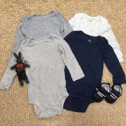 Set 4 bodysuit dài tay cho bé trai