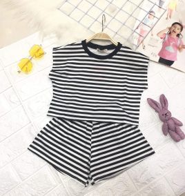Bộ Sát Nách Croptop Sọc Ngang