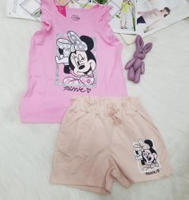 Đồ bộ thun bé gái hình mickey và elsa