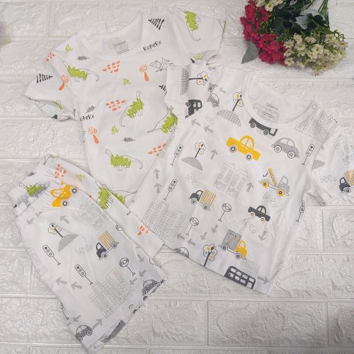 Bộ cotton bé trai họa tiết thương hiệu DOKMA