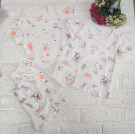 Bộ cotton bé gái họa tiết đáng yêu thương hiệu DOKMA