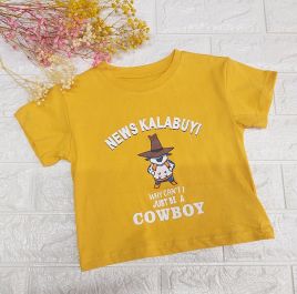 Áo thun cọc tay bé gái họa tiết in chữ COWBOY