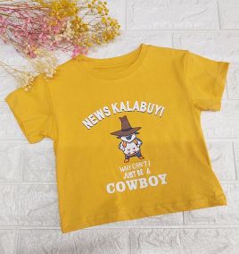 Áo thun cọc tay bé gái họa tiết in chữ COWBOY