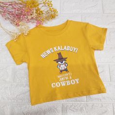 Áo thun cọc tay bé gái họa tiết in chữ COWBOY