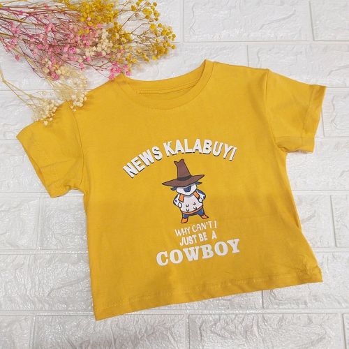 Áo thun cọc tay bé gái họa tiết in chữ COWBOY