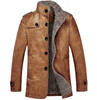 Jacket da nam vân cá sấu lót nỉ GF