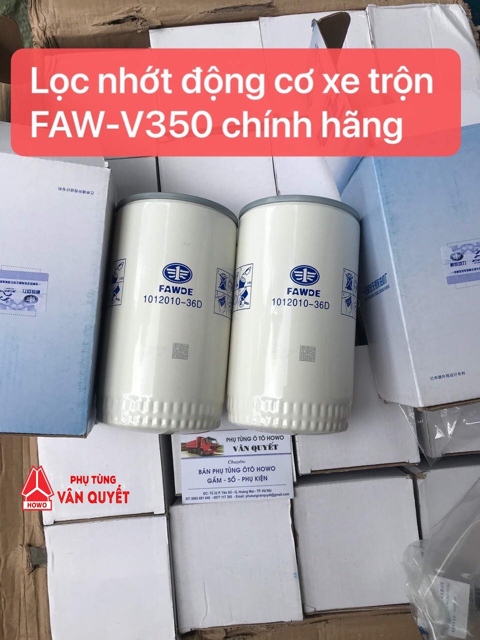 Lọc dầu nhớt động cơ xe trộn Faw V350 chính hãng 1012010-36D