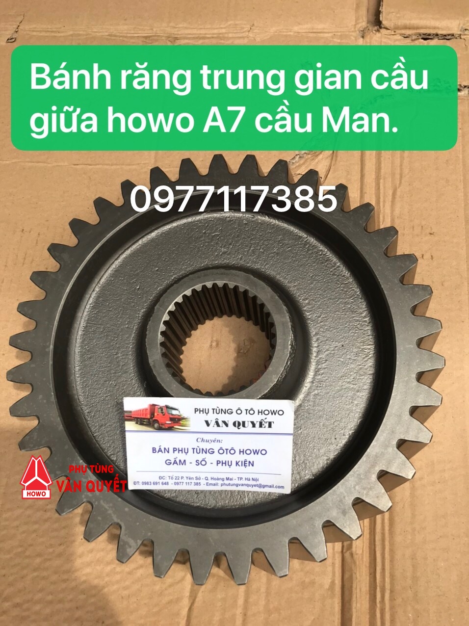 Bánh răng trung gian cầu giữa 37 răng howo A7