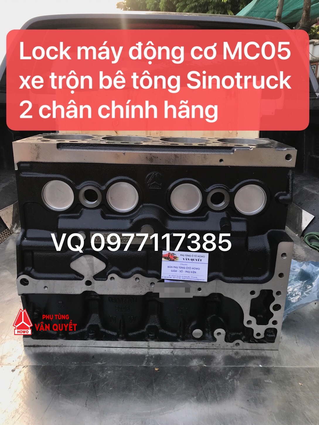 Lock máy động cơ xe trộn howo 3m3, 5m3, 6m3 Sinotruck 2 chân