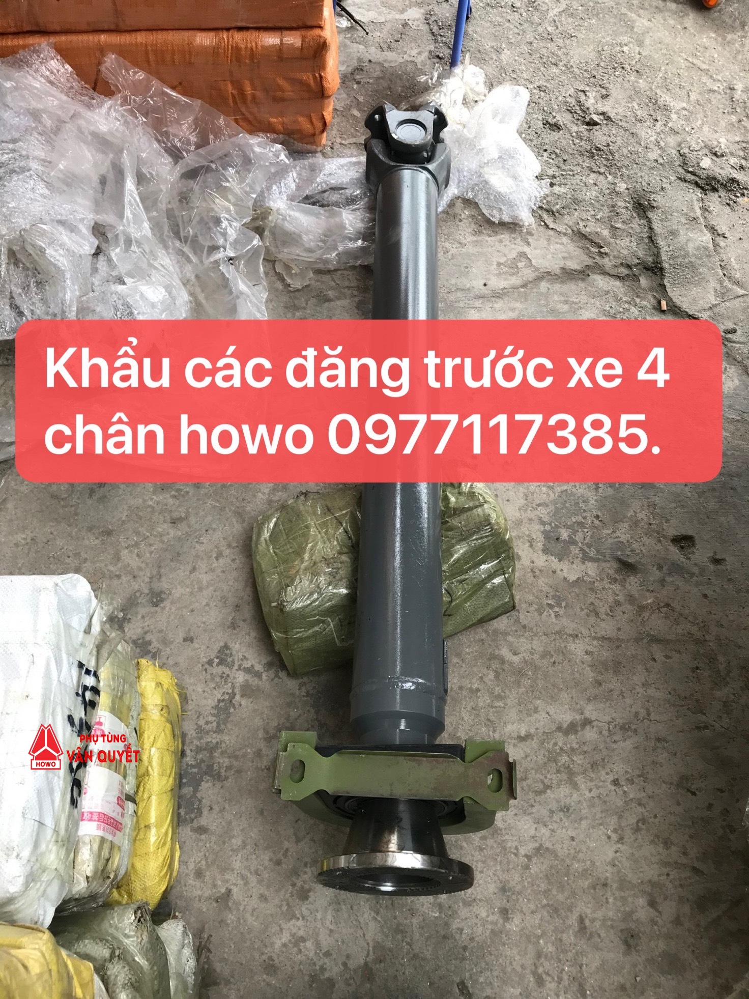 Khẩu các đăng cầu trước howo 4 chân gắn bi quang treo