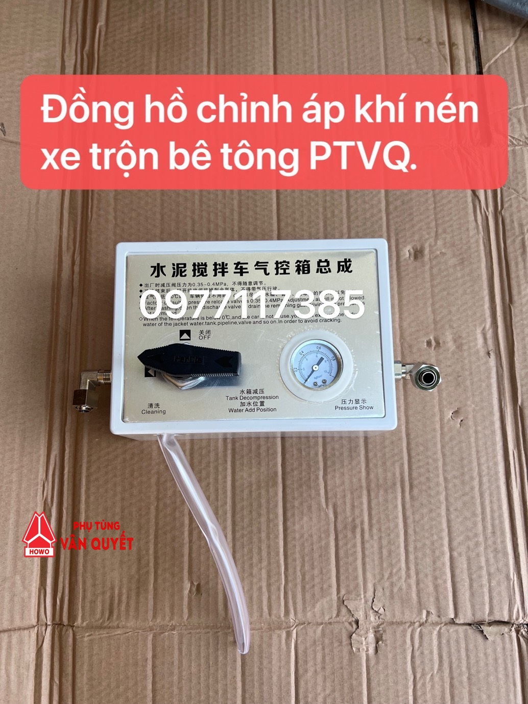 Đồng hồ chỉnh áp suất khí nén xe trộn bê tông 5 khối, 7 khối, 10 khối, 12 khối, 14 khối