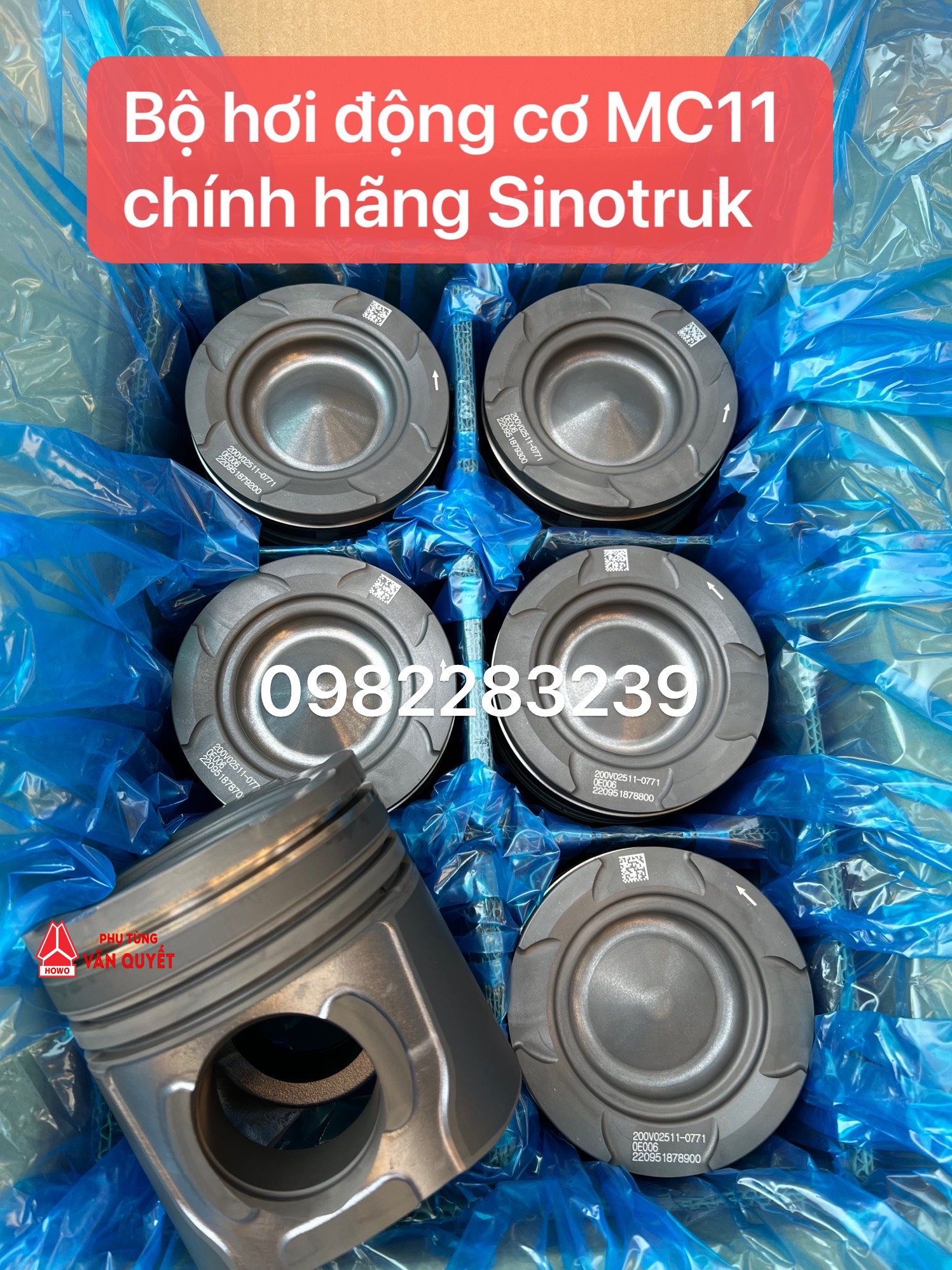 Bộ hơi động cơ MC11, gồm Pistong, xy lanh, séc măng động cơ MC11. Lắp xe Sitrak T7H, đầu kéo T5G.