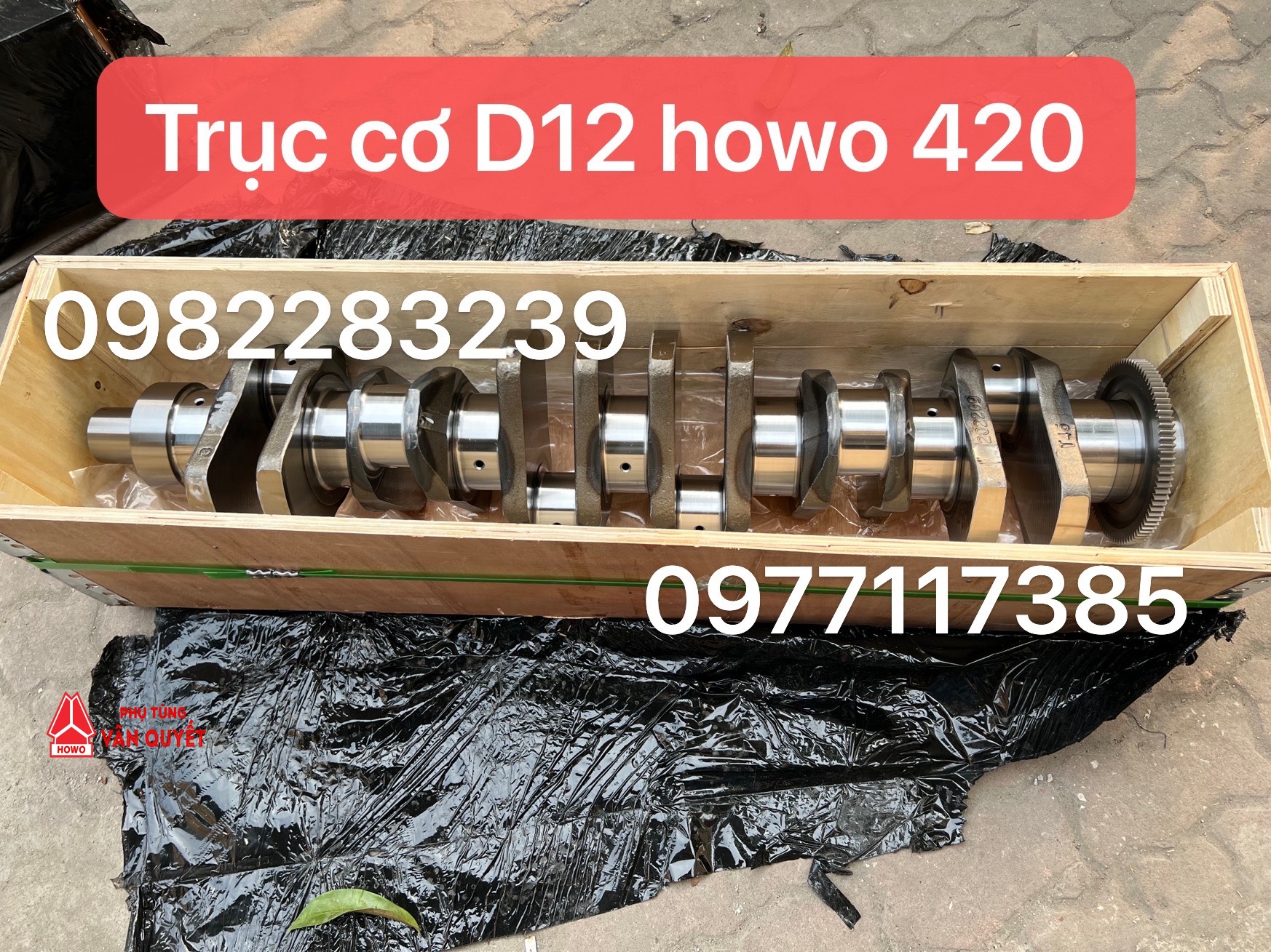 Trục cơ xe howo 420 động cơ D12 chính hãng.