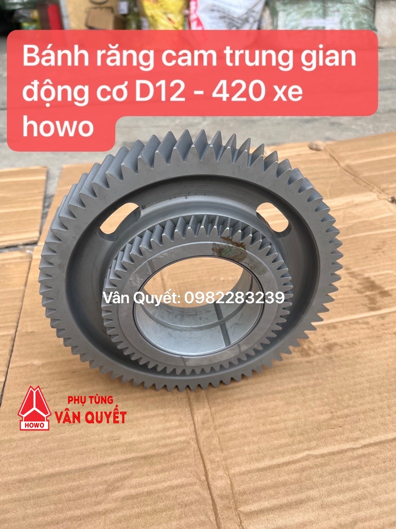 Bánh răng trung gian lai trục cam động cơ Howo 420. VG1246050060, 612630030040.