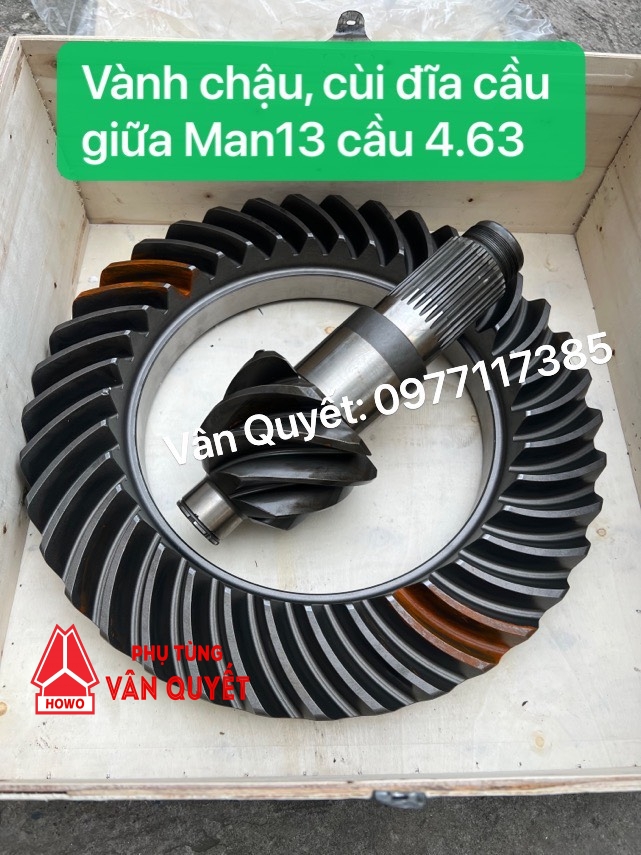 Bán vành chậu cầu 4.63, cùi đĩa cầu giữa, cầu sau xe Howo Sitrak T7H 440, xe A7 cầu 4.63