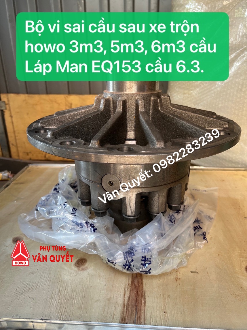 Bán vi sai cầu sau xe trộn bê tông howo 2 chân 3 khối, 5 khối, 6 khối cầu láp EQ153 cầu 6.3