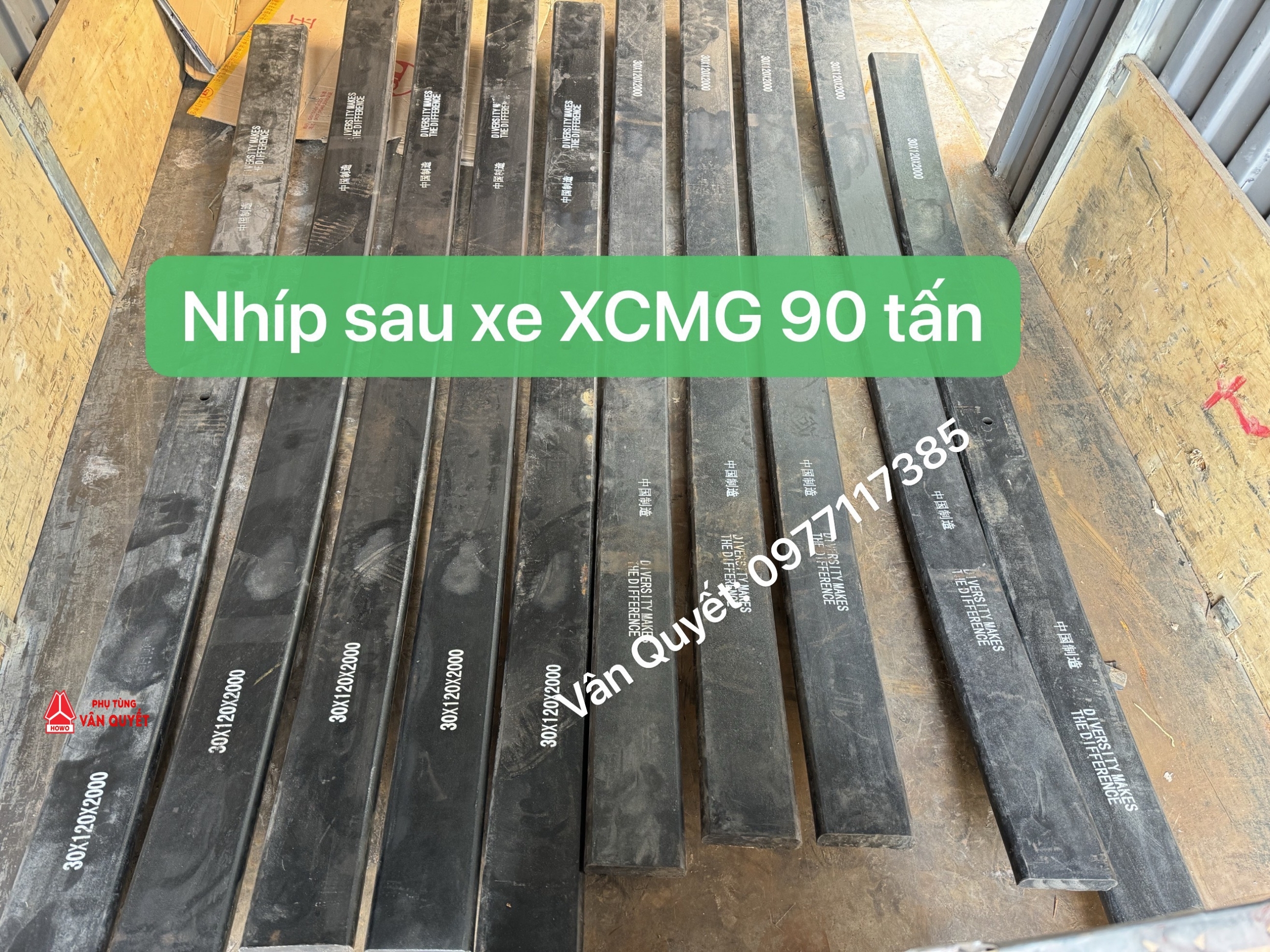 Bán nhíp sau xe XCMG 90 tấn đầu lệch, Nhíp trước xe XCMG 90 tấn. KT 30x120x1860, 30x120x1900, 30x120x2000, 20x100x1880