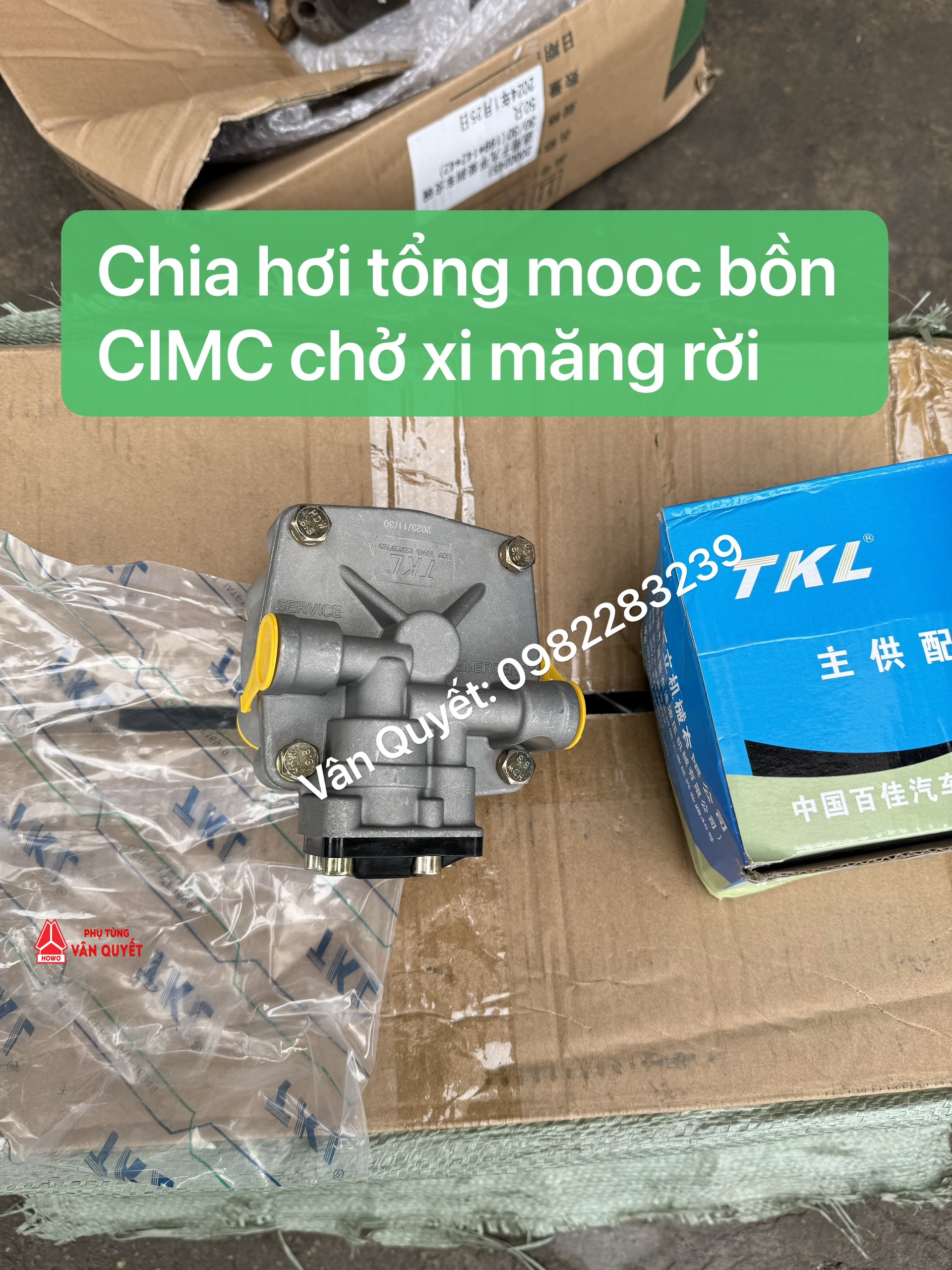 Chia hơi mooc bồn chở xi măng rời chính hãng, chia hơi tổng mooc téc xi măng CIMC