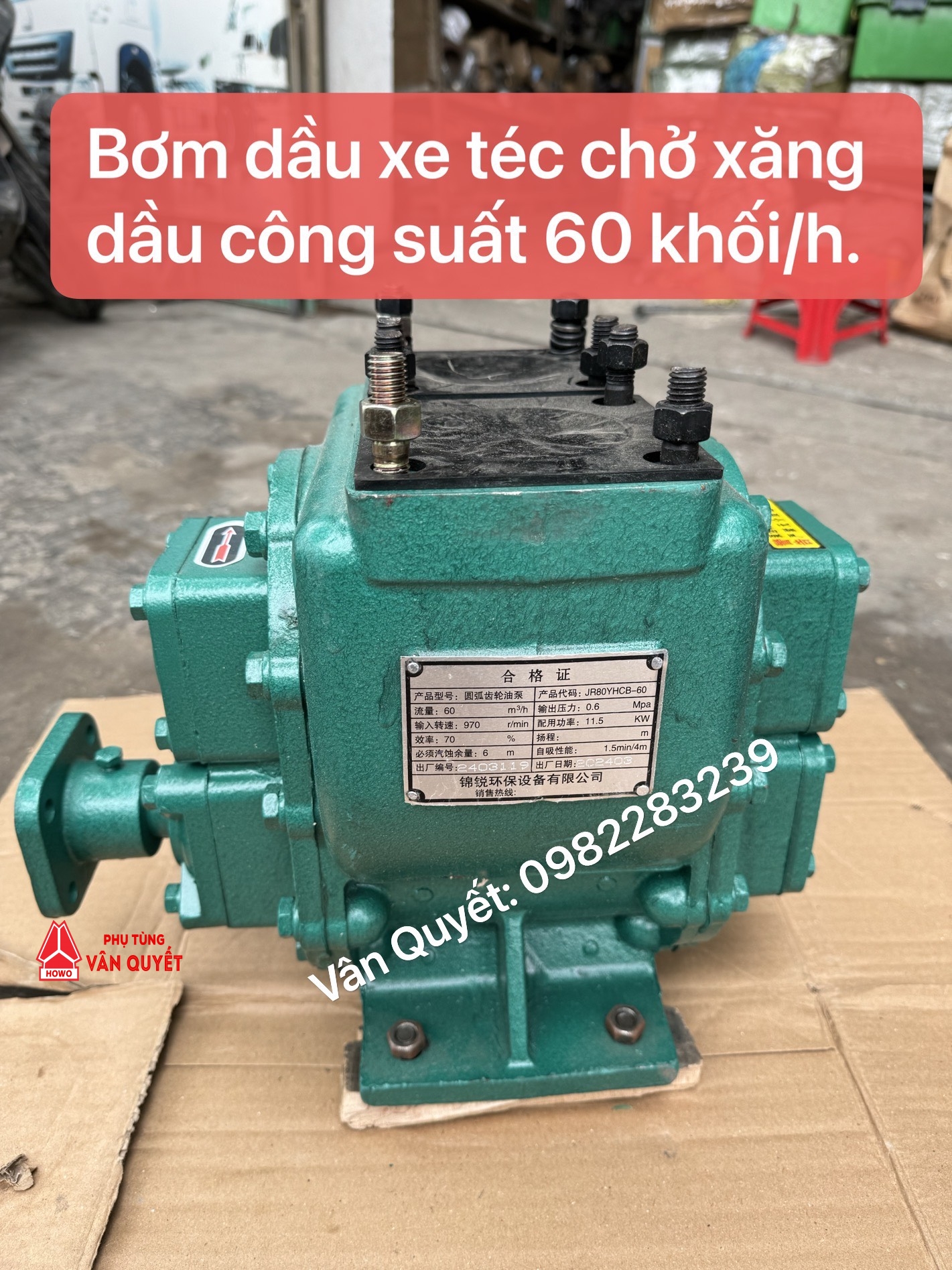 Bơm dầu 60m3/h - 60 khối / giờ lắp xe téc, xe bồn chở xăng dầu