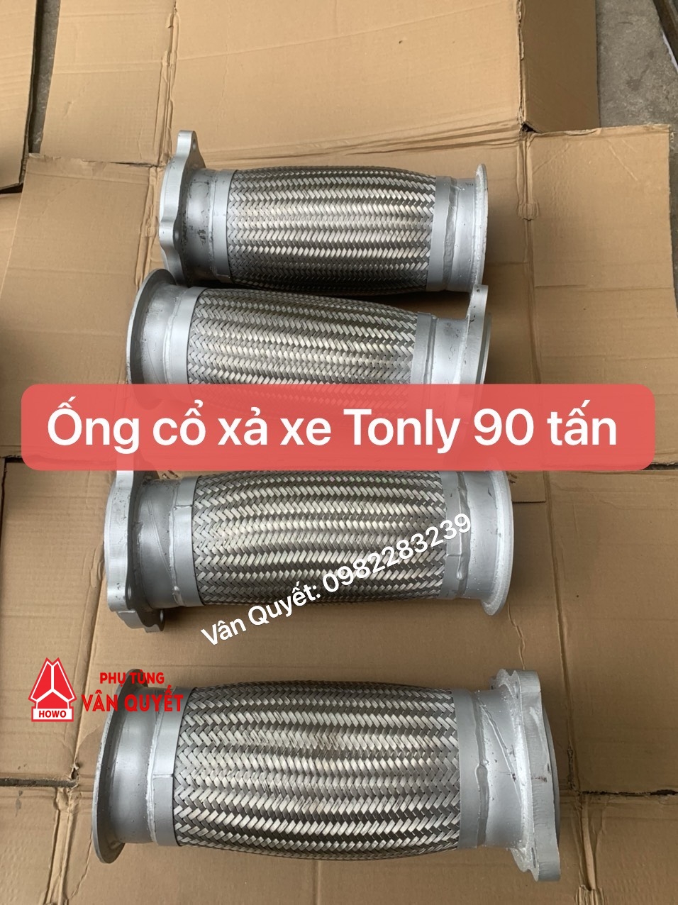 Ống nối cổ xả mềm xe Tonly 90 tấn đầu lệch 116x120x4