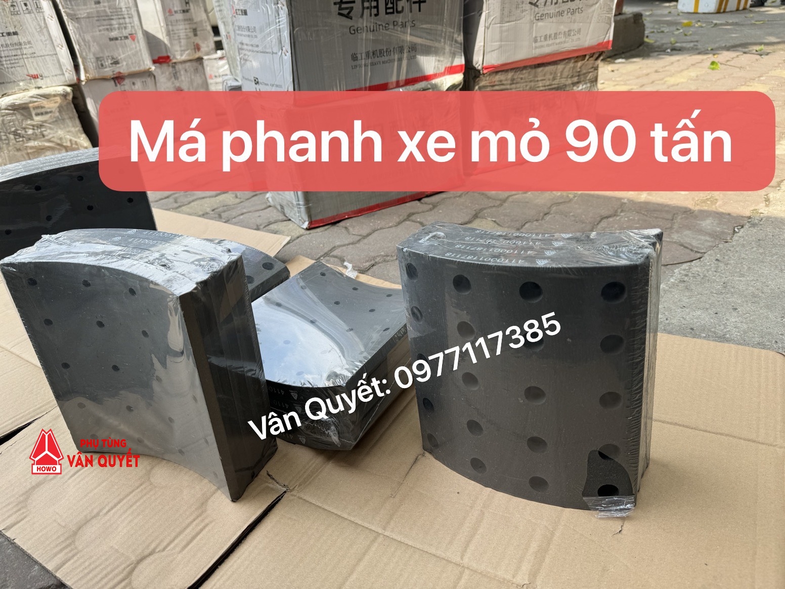 Má phanh sau xe mỏ 90 tấn 220x240x19, má phanh trước xe 90 tấn 220x220x19