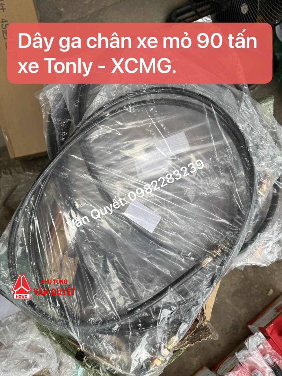 Bán dây ga chân xe mỏ 90 tấn đầu lệch - XCMG - Tonly dài 2m50, 2m70