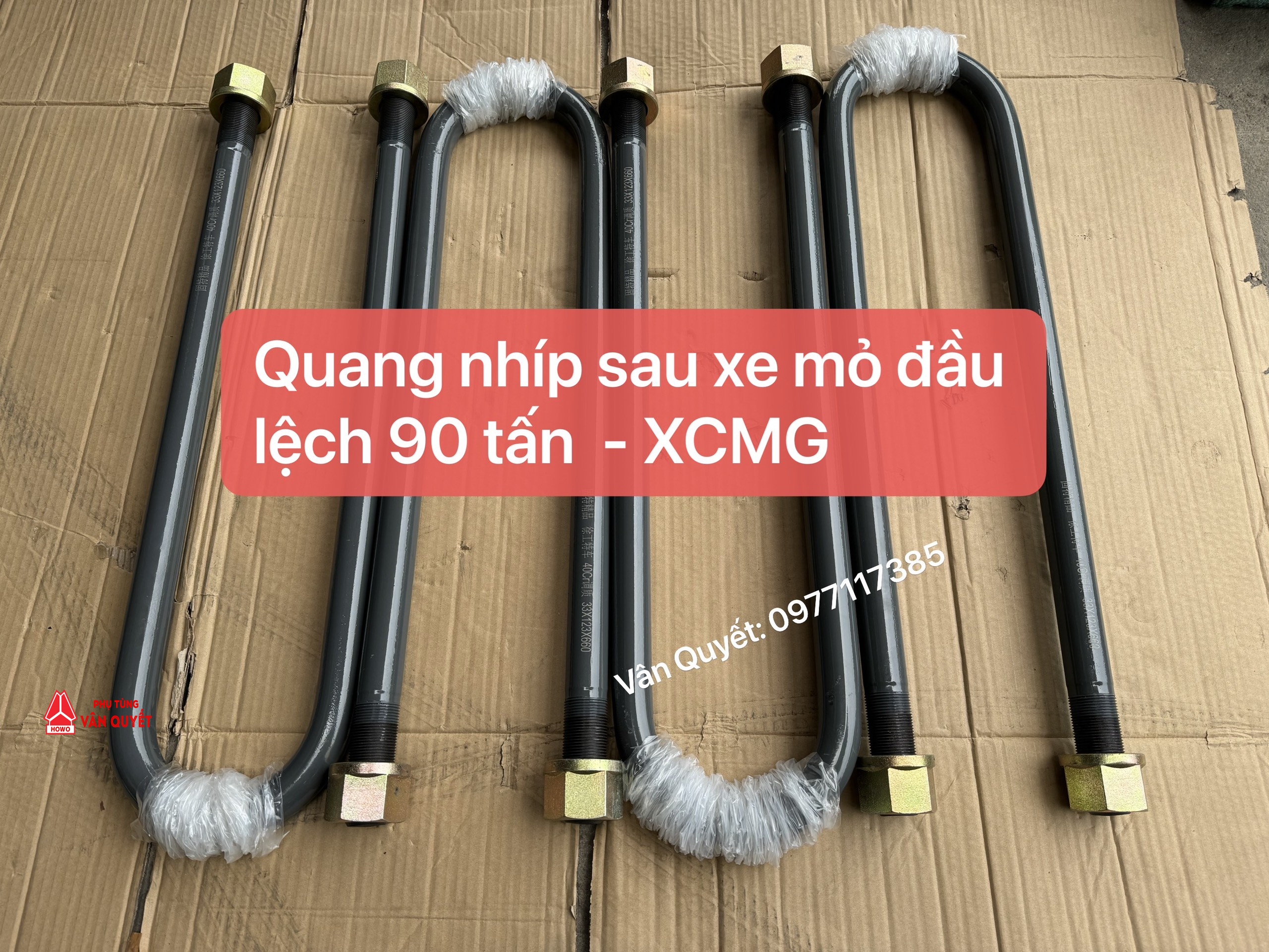 Quang nhíp sau xe mỏ 90 tấn XCMG đầu lệch. M33x123x660