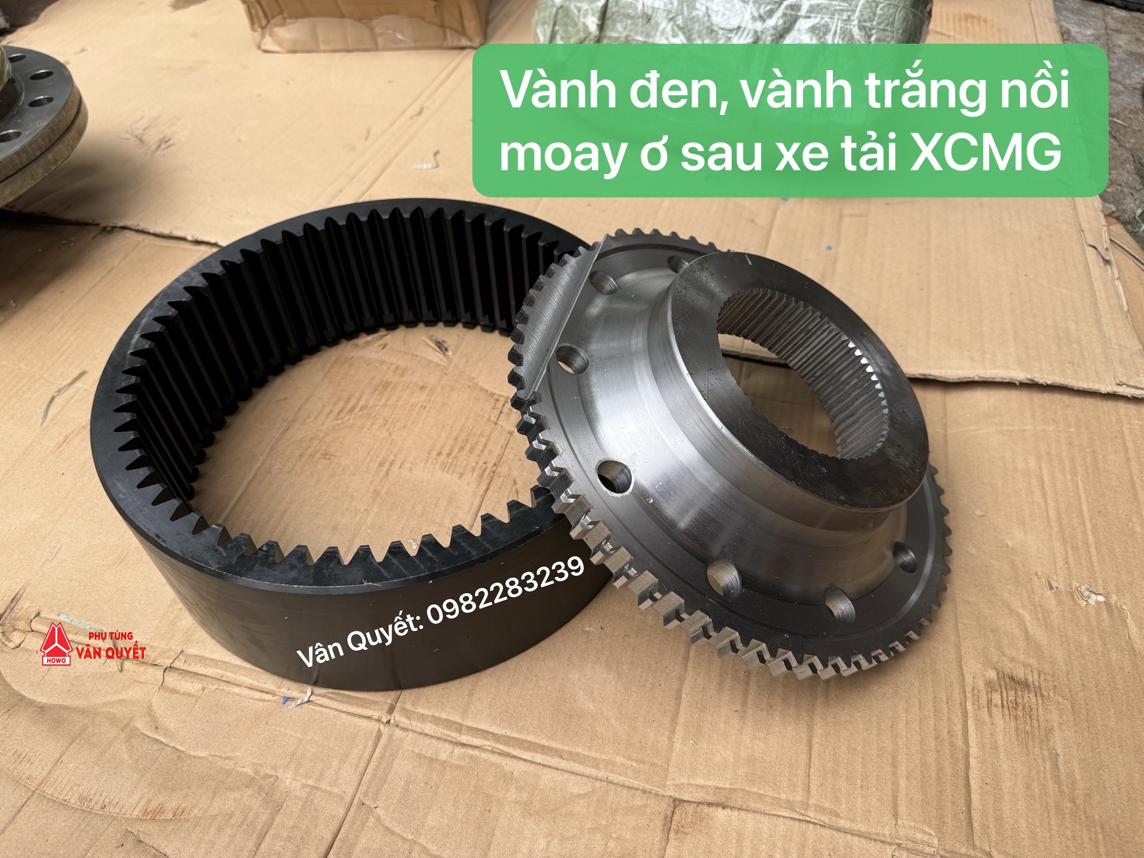 Bánh răng vành lồng giảm tốc nồi moay ơ xe tải mỏ 90 tấn XCMG, vành trắng vành đen nồi moay ơ xe XCMG