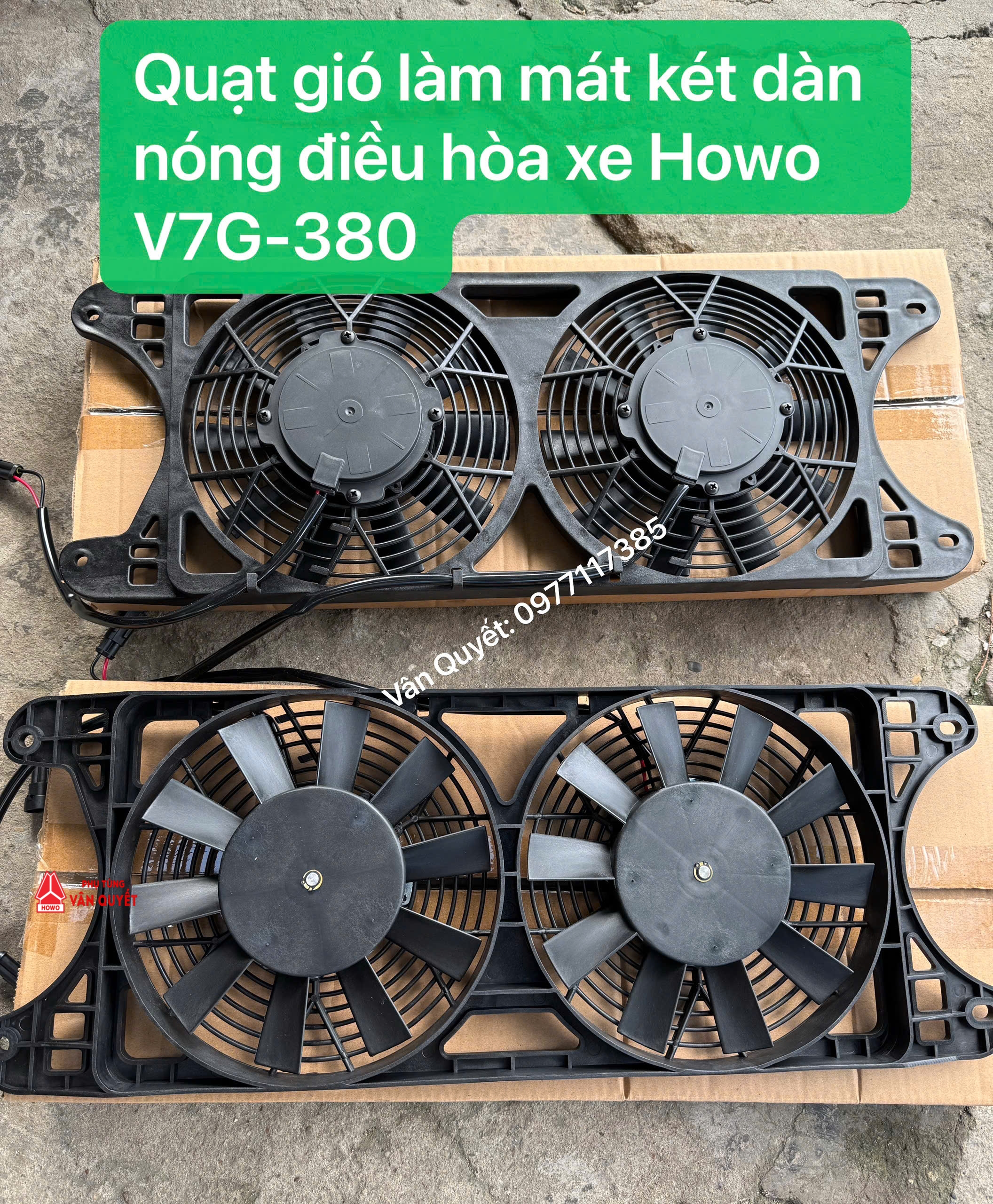 Quạt làm mát dàn nóng điều hòa xe Howo V7G-380. WG9725530523