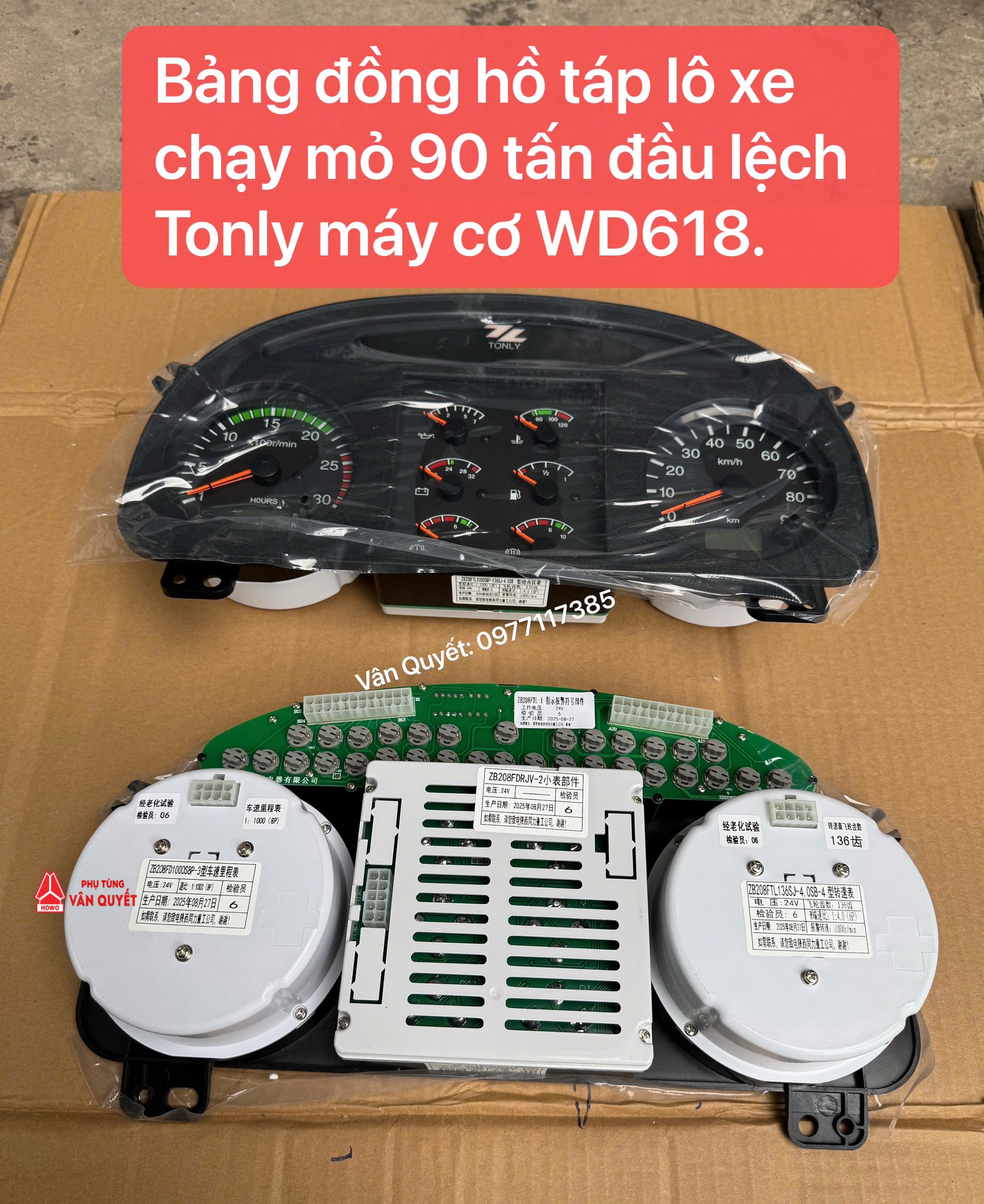 Bảng đồng hồ táp lô xe tải chạy mỏ 90 tấn Tonly đầu lệch máy cơ Weichai WD618