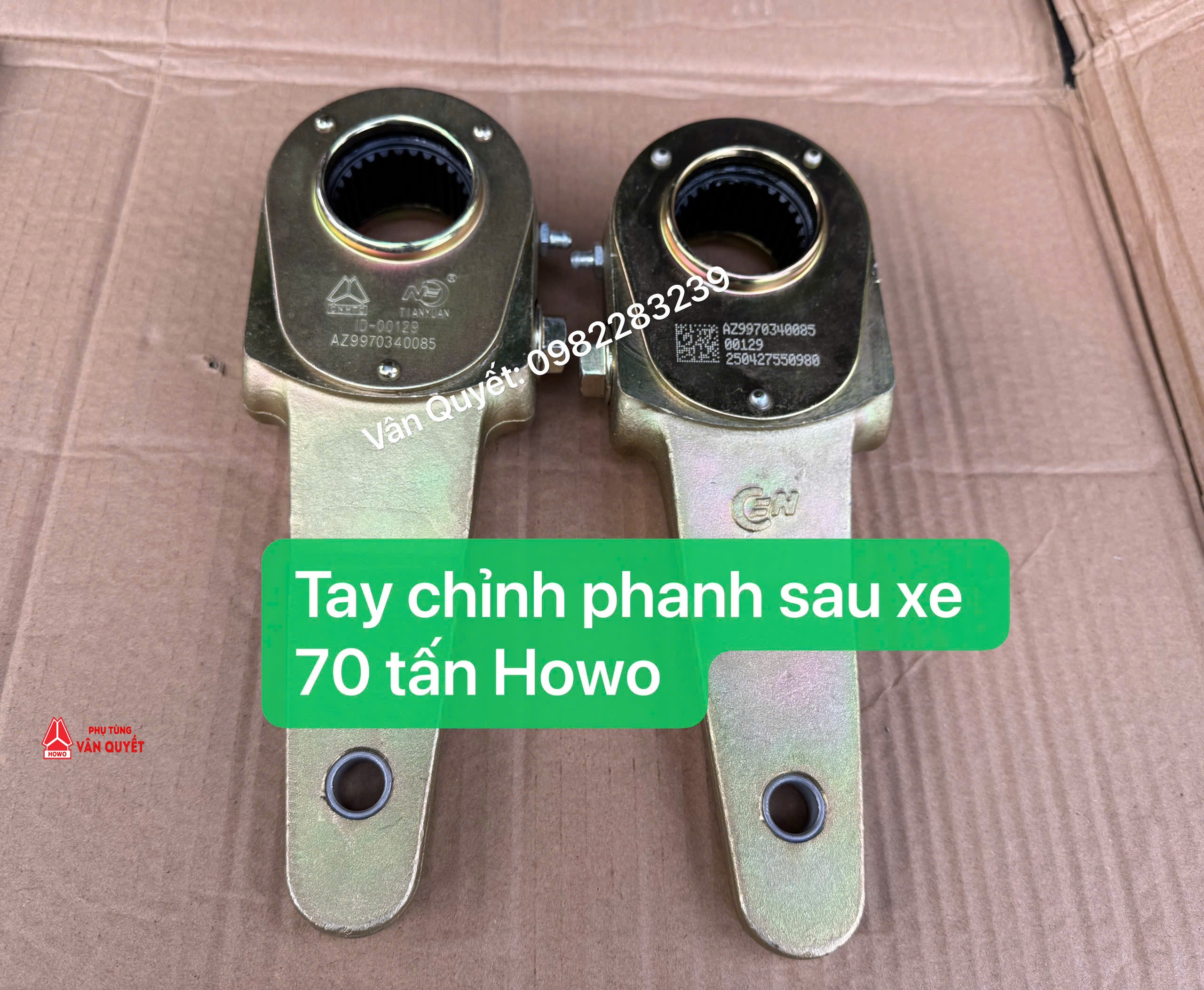 Cóc tăng chỉnh phanh sau xe Howo 70 tấn, tay tăng chỉnh phanh xe 70 tấn Howo đầu lệch. AZ9970340085