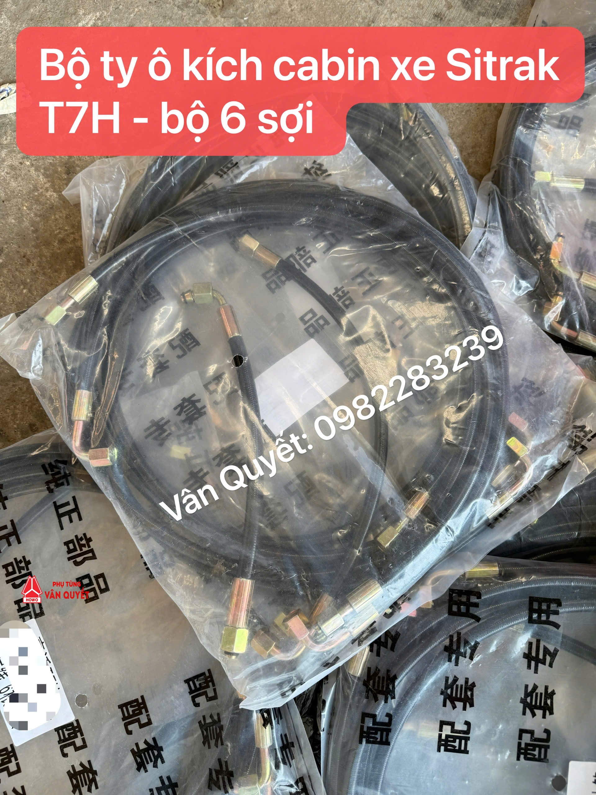 Bộ ty ô kích cabin xe đầu kéo Sitrak T7H-440. Bộ ty ô kích cabin 6 sợi xe Howo Sitrak