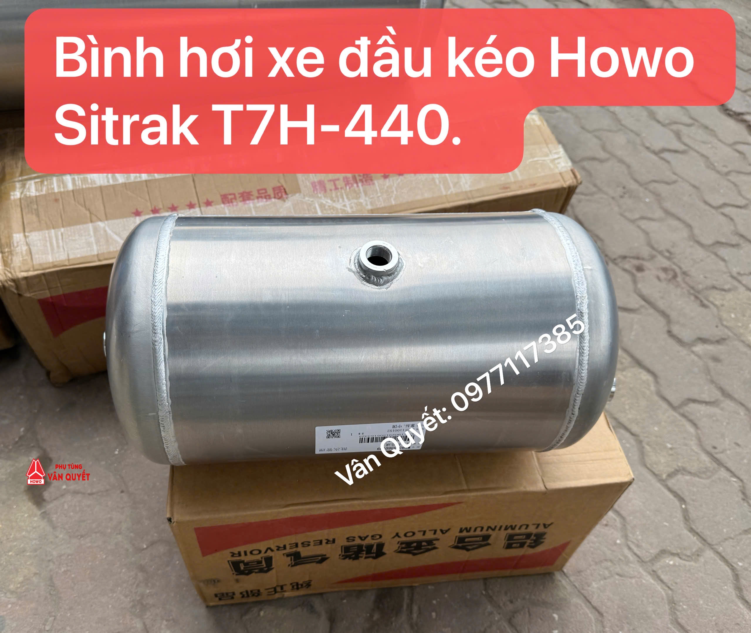 Bình hơi, bình tích áp khí nén một ngăn xe tải Howo Sitrak T7H-440. WG9000360799/6 - WG9000360789