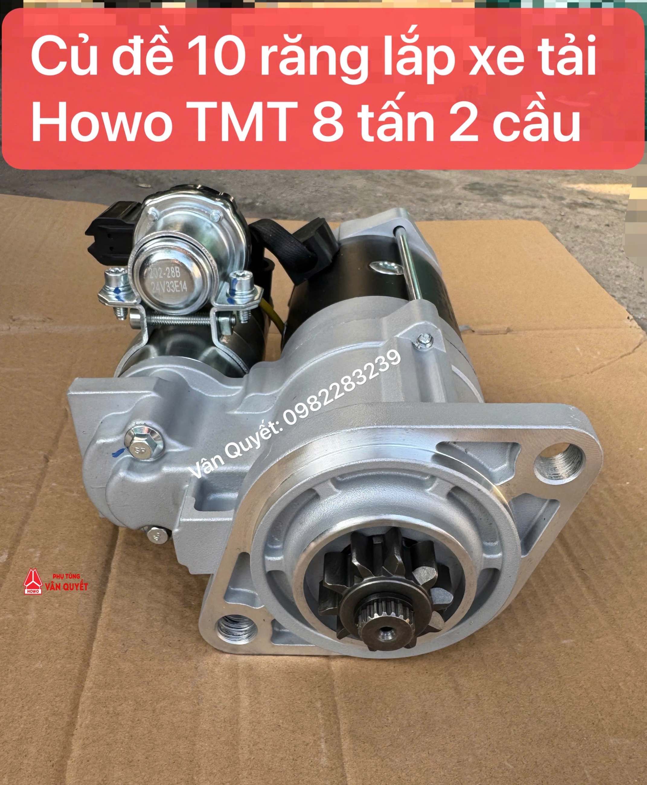 Bán củ đề khởi động 10 răng lắp xe tải TMT 8 tấn 2 cầu, Máy đề xe Howo TMT 8 tấn 10 răng. QDJ2184-4/J1 - 24V-4.5KW