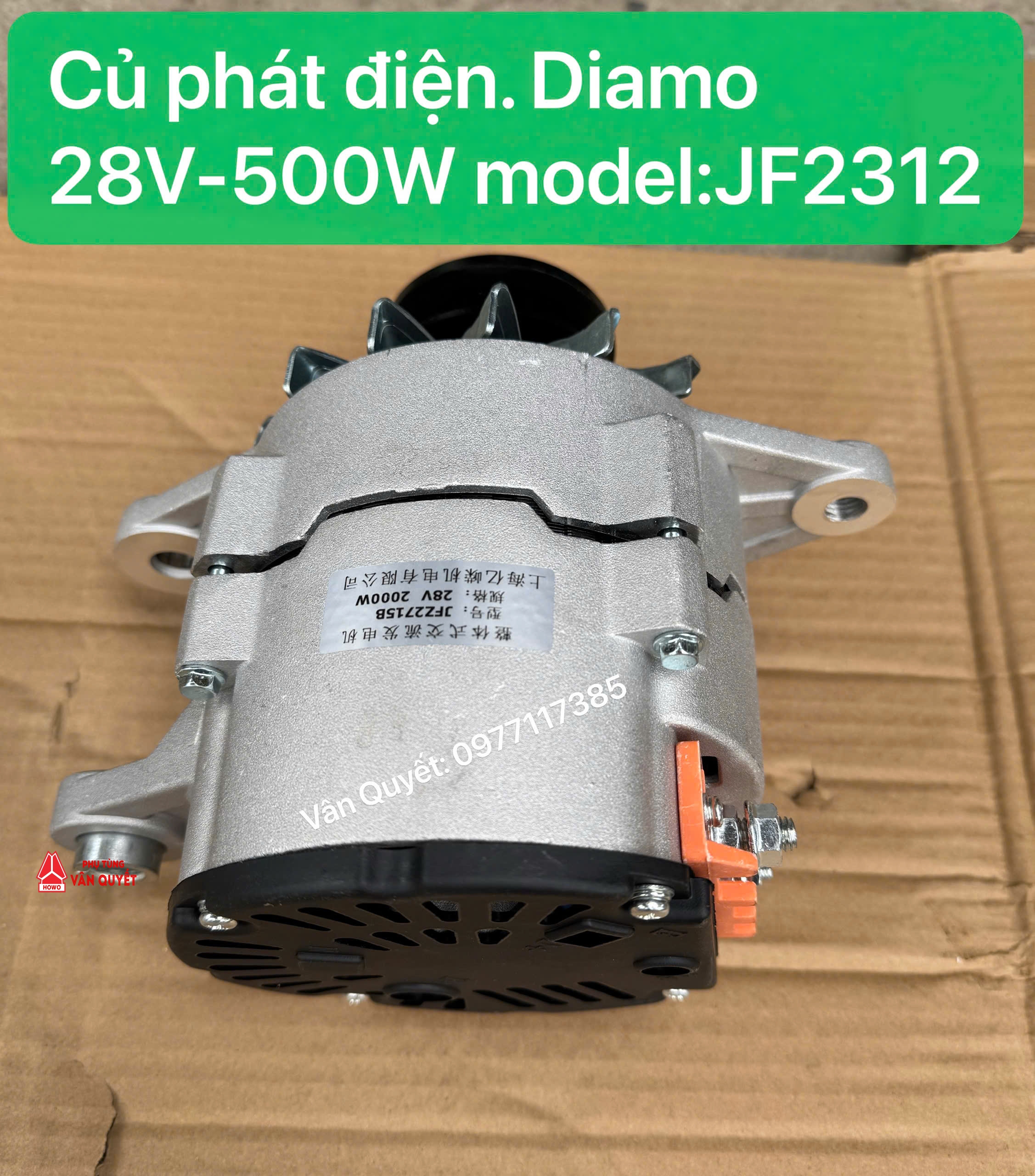 Máy phát điện, củ phát Diamo xe tải 5 tấn Trung Quốc sản xuất 28V-500W. Model: JF2312