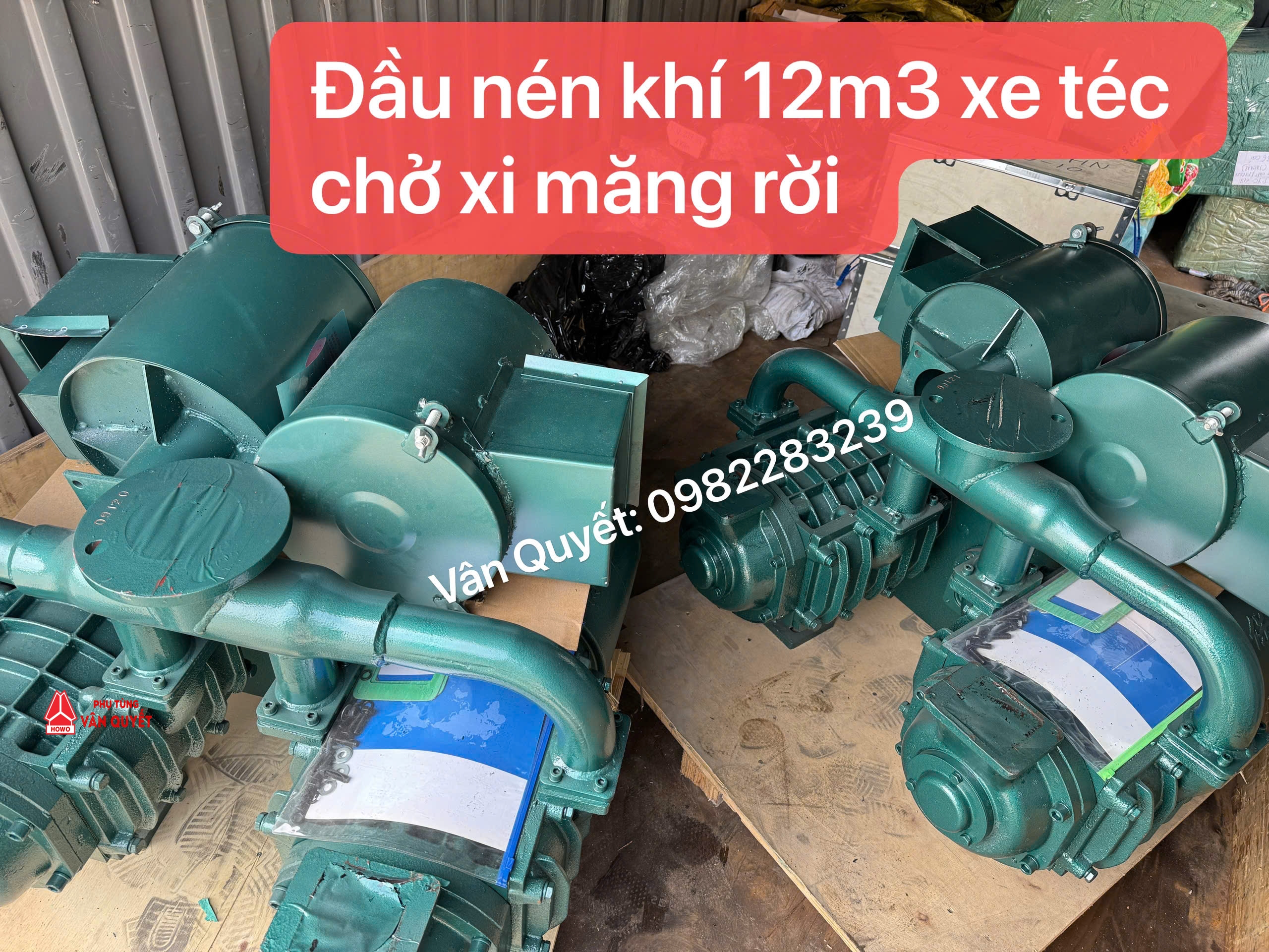 Bán đầu nén khí 2 xy lanh 12m3 - 37KW lắp xe bồn, xe teec chở Xi măng rời