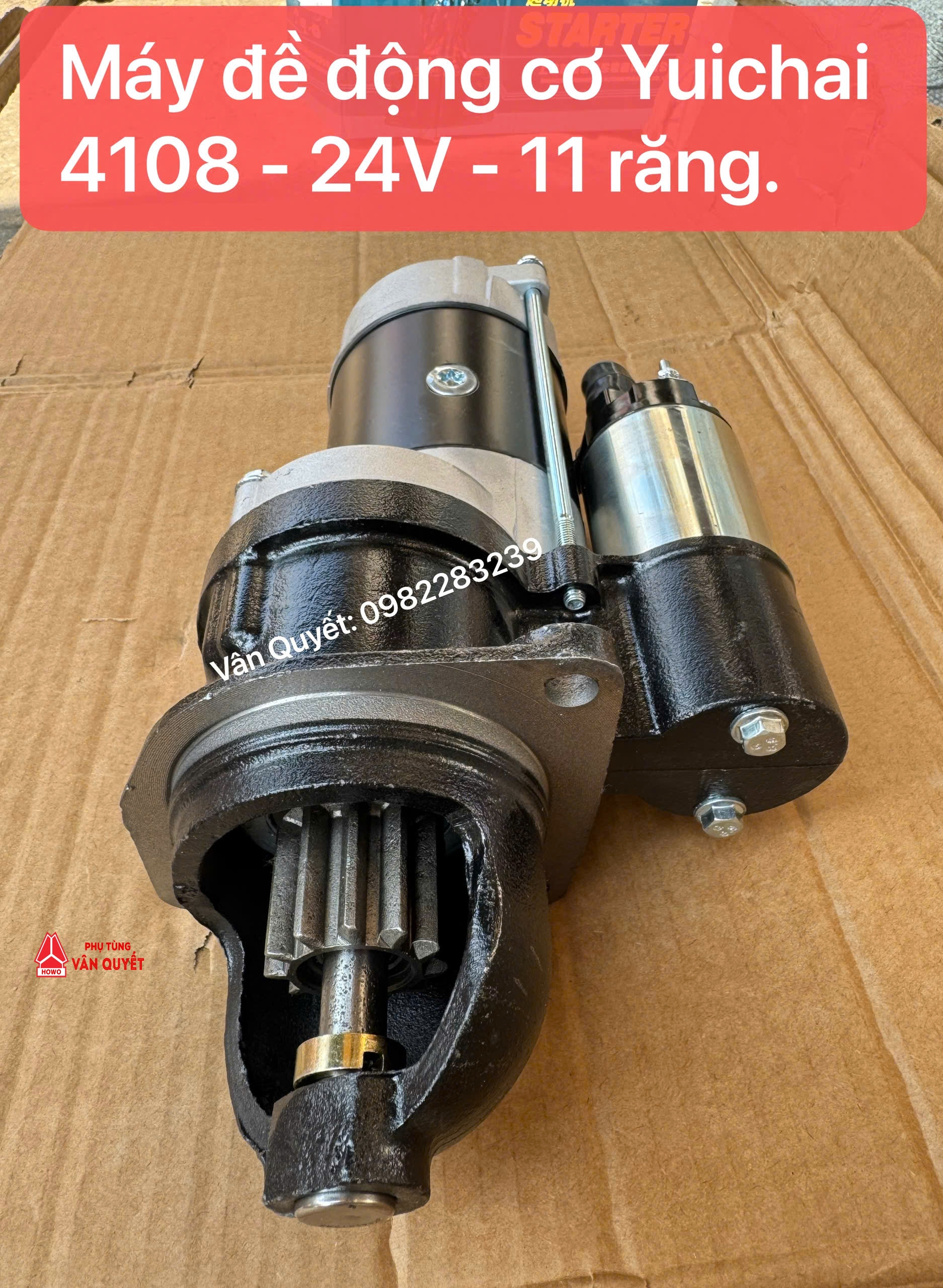 Bán củ đề khởi động 11 răng QDJ254 - 24V lắp động cơ Yuichai 4108. Máy đề động cơ Yuichai 4108 - 24V - QDJ254