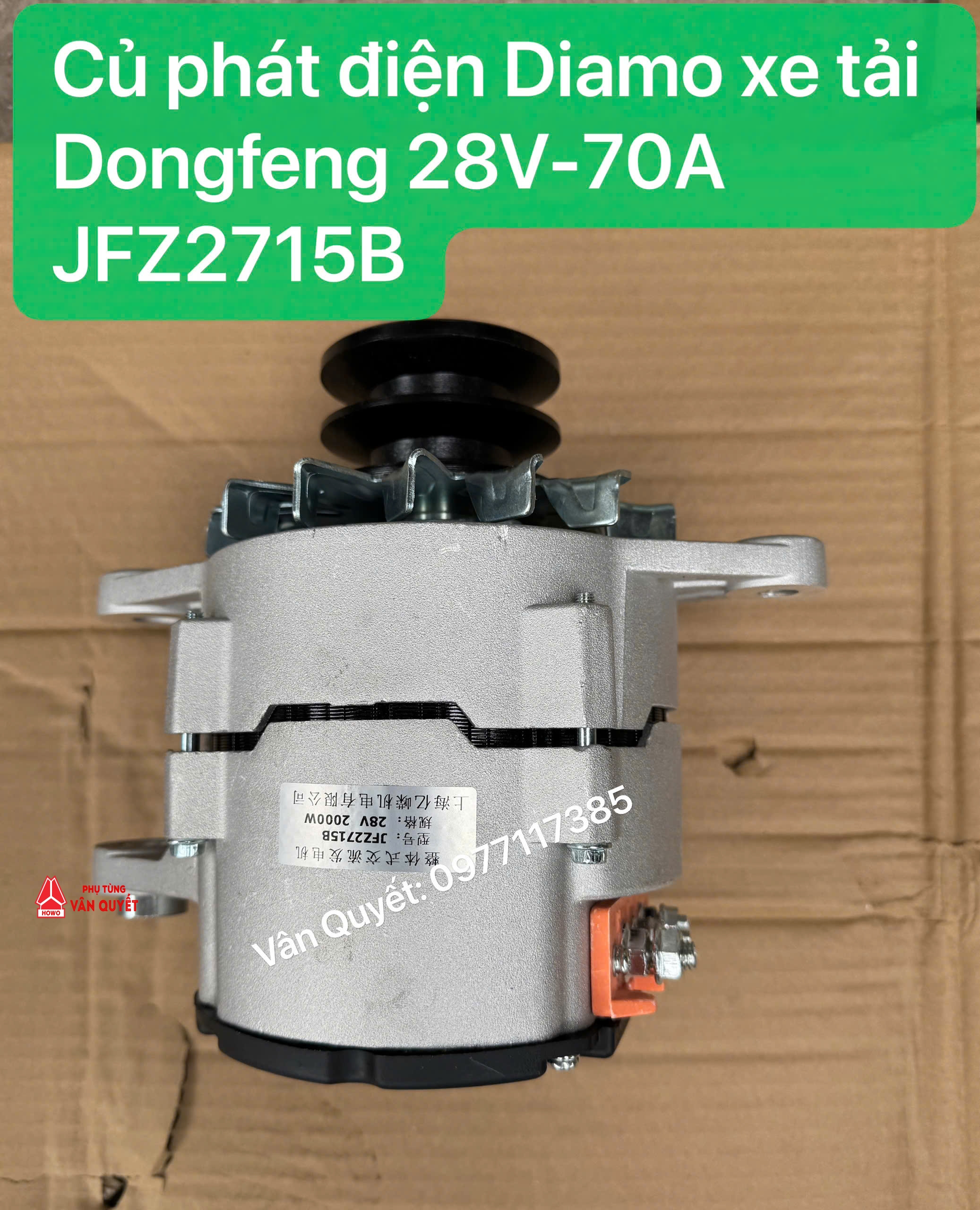 Củ phát điện, Diamo JFZ2715B. Máy phát điện xe tải Dongfeng 28V-70A-2000W.