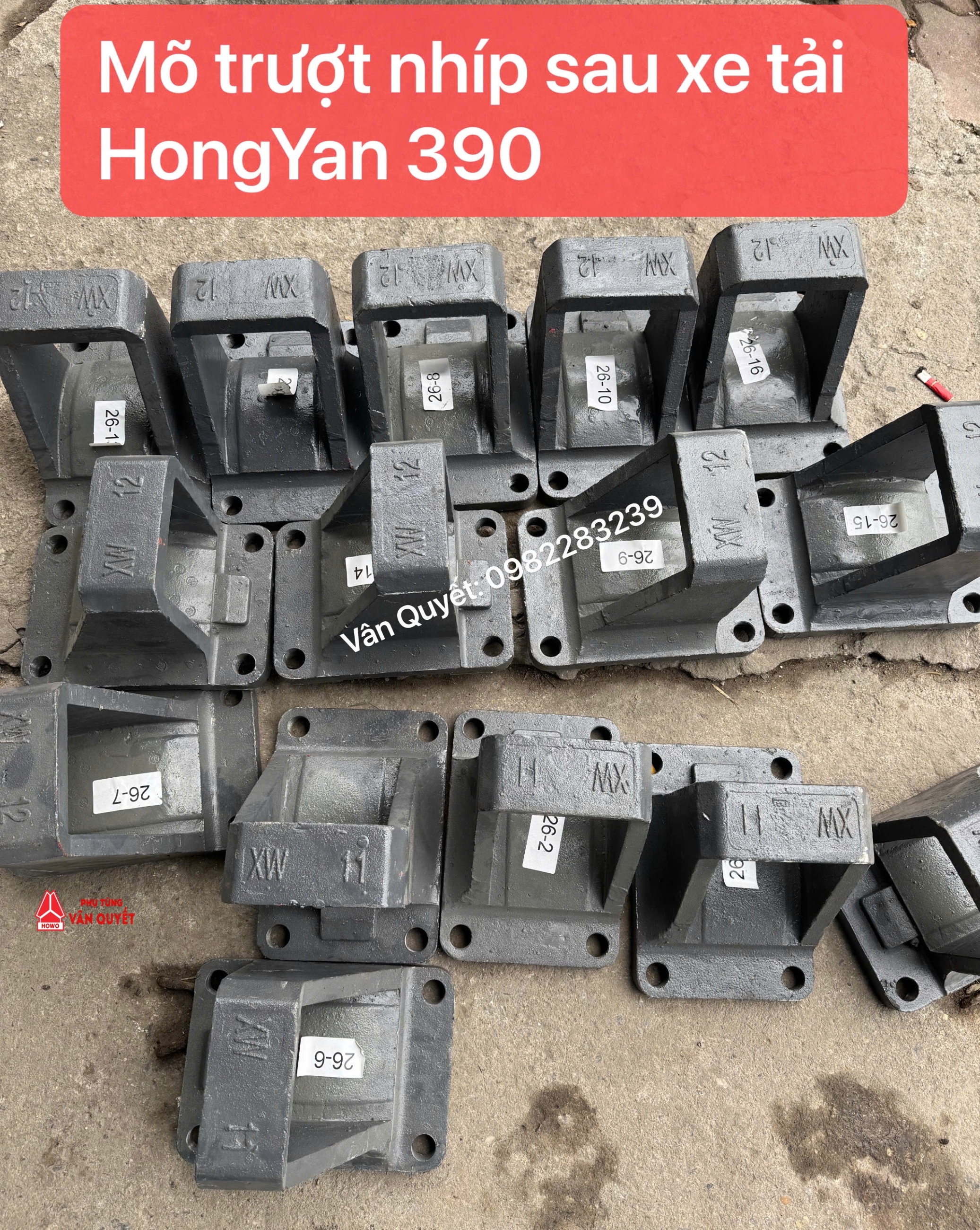 Gối nhíp sau xe tải HongYan 390, Mõ trượt nhíp, gối đỡ nhíp sau xe tải Iveco HongYan 390