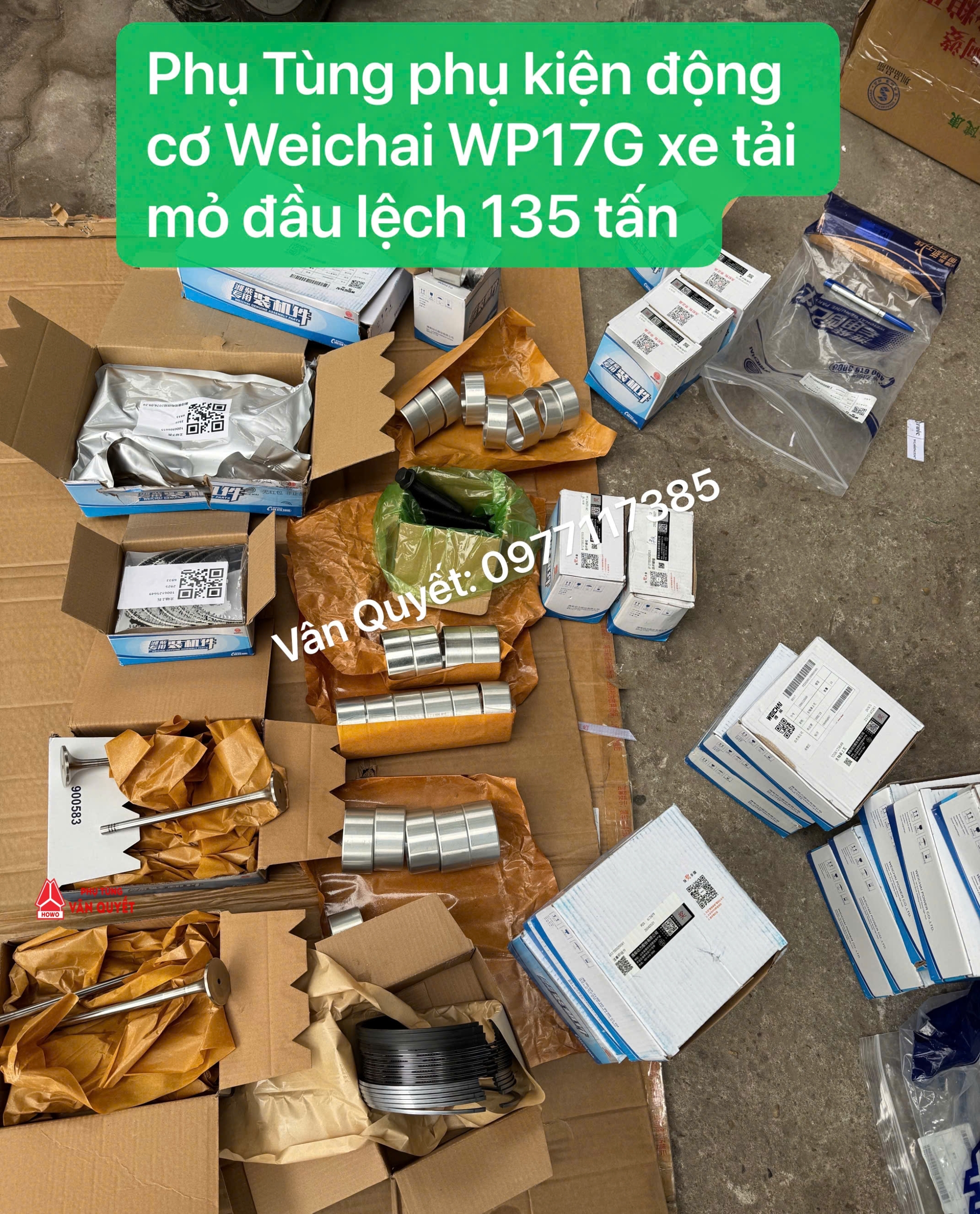 Bán phụ tùng phụ kiện sửa chữa động cơ Weichai WP17G xe tải mỏ 135 tấn. Như bộ hơi, trục cơ, séc măng, tay biên..vv.
