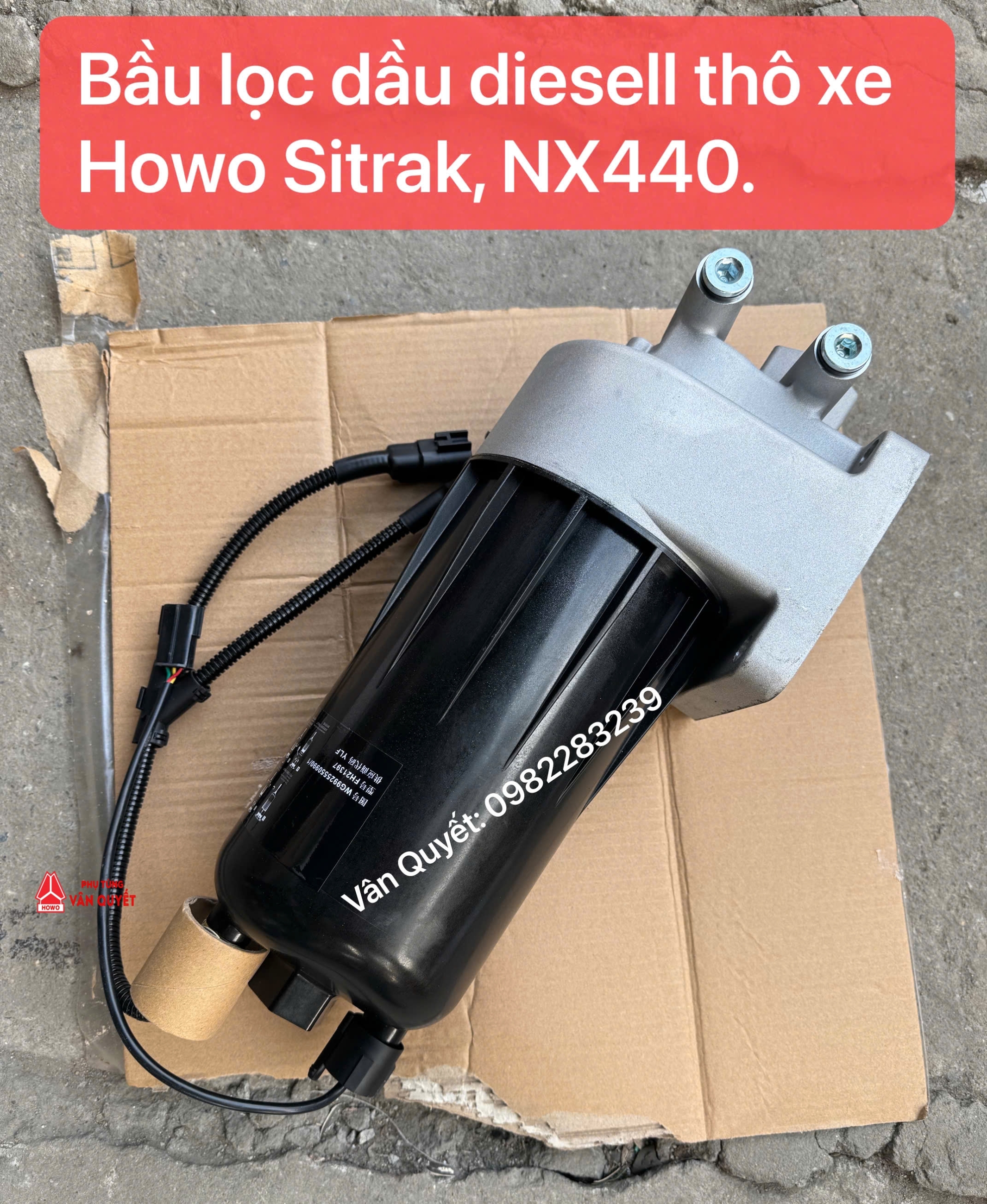 Cụm bầu lọc dầu nhiên liệu thô Diessell động cơ MC11 xe Howo Sitrak T7H-440, Howo Max 460, NX440. WG9925550990/1
