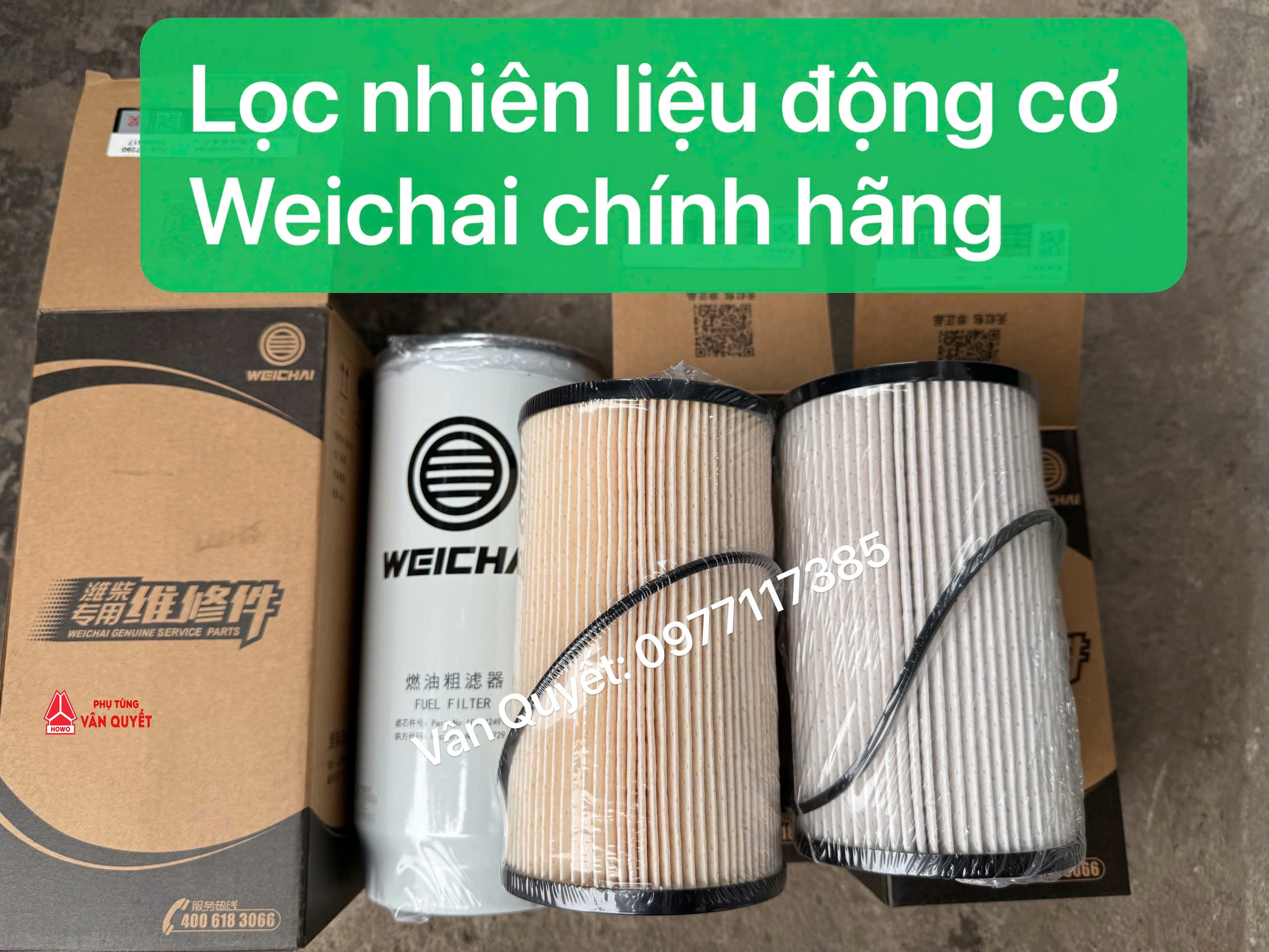 Bộ lọc dầu động cơ Weichai máy điện chính hãng, Lọc nhiên liệu thô 1000424916A, Lọc nhiên liệu tinh 1001362240A, Lọc nhiên liệu thô 1001362236A