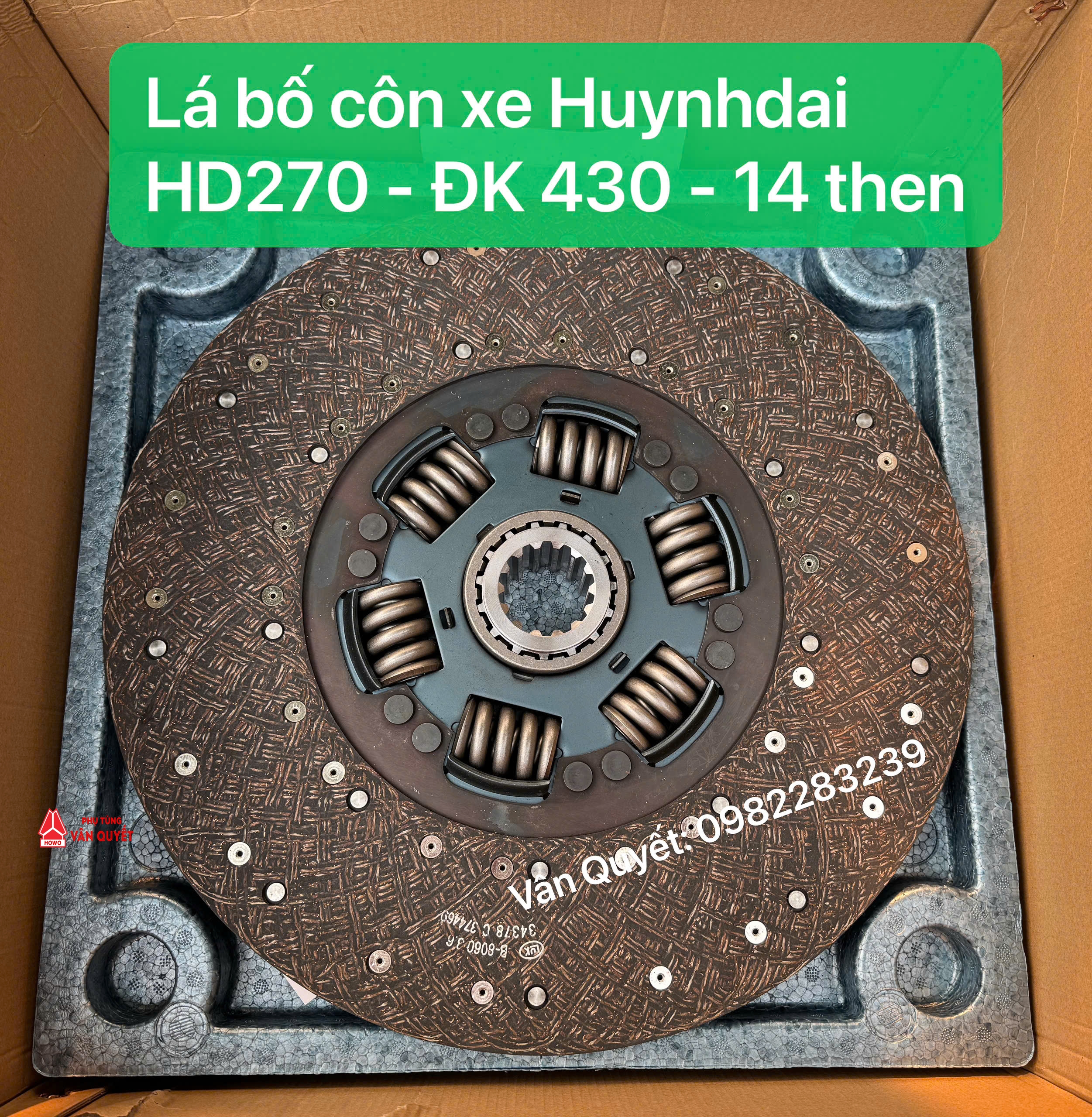 Lá côn xe tải Huynhdai HD270 - Lá bố côn xe Huydai HD270 đường kính 430 - 14 then.